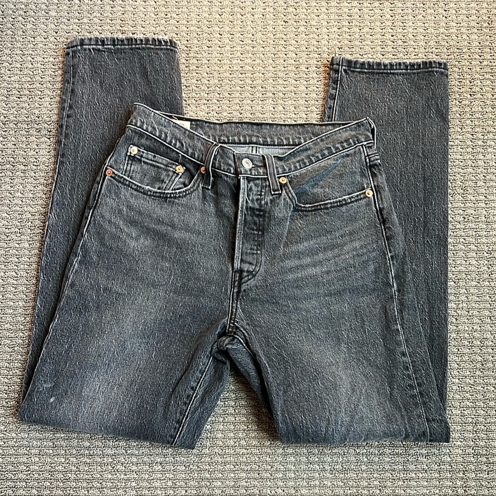 Levi’s Button Up 501 Gray Black Denim Jeans